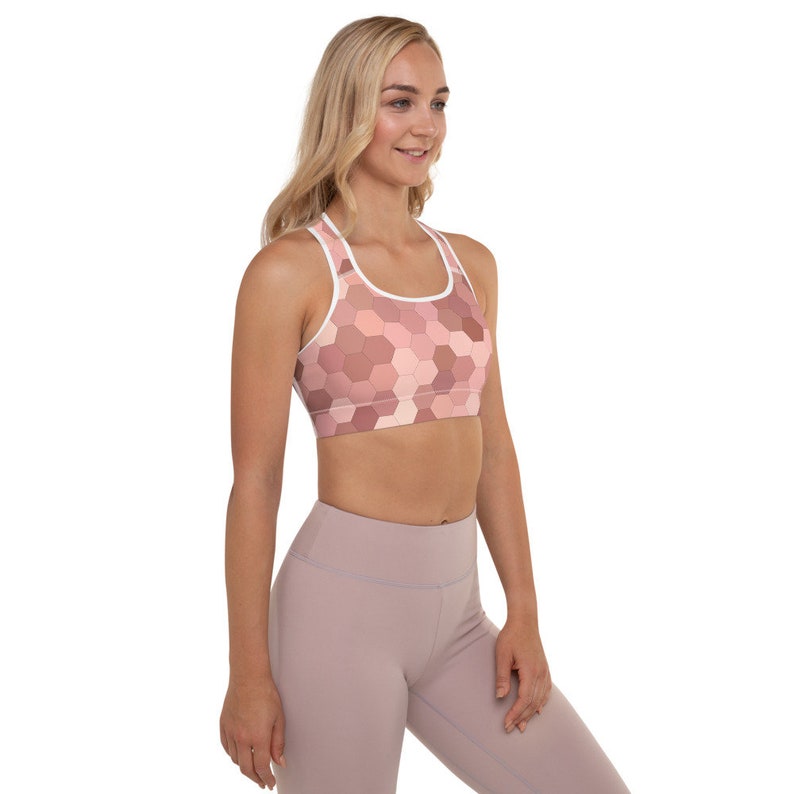 Pink Geometric Padded Sports Bra