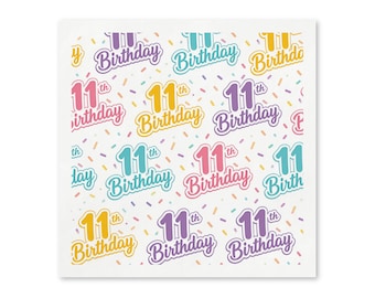 11e anniversaire serviettes en papier, décoration de fête joyeux 11e anniversaire, fournitures de fête d'anniversaire pour enfants, célébration du onzième anniversaire, lot de 50