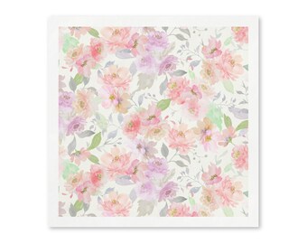 Roze paarse bloemen papieren servetten, aquarel bloem feestservetten, tuin verjaardag, botanische feestartikelen, zomerservetten