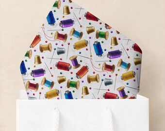 Sewing Tissue Paper, Sewing Decoupage Gift Wrap, Seamstress Gift, Quilting Tissue Paper, Set of 6