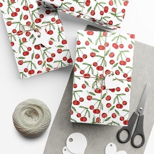 Cherries Wrapping Paper Watercolor Fruit Gift Wrap Birthday Party Present