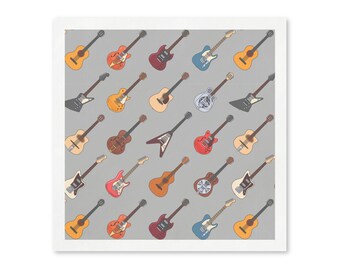 ギター柄のペーパーナプキン、音楽パーティー用ナプキン、ギターの誕生日デコレーション、ロックバンドパーティー用品、音楽好きのためのテーブルデコレーション