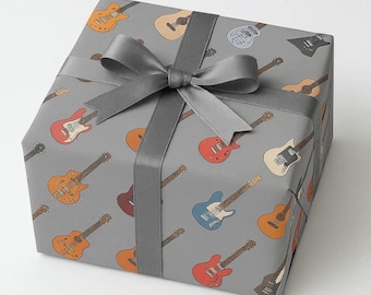 Guitar Wrapping Paper, Music Gift Wrap, Musical Instrument Birthday Packaging