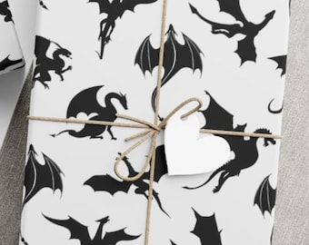 Dragon Wrapping Paper, Fantasy Gift Wrap, Mythical Creature, Medieval Theme Paper