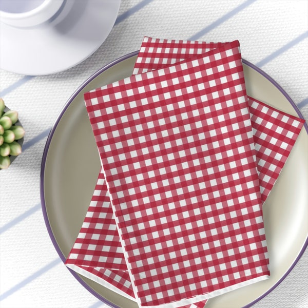 Red Gingham Napkins Etsy