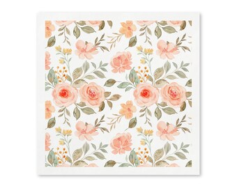 Papieren servetten met perzik bloemen, aquarelbloemen feestservetten, tuin verjaardagsdecoratie, botanische feestartikelen