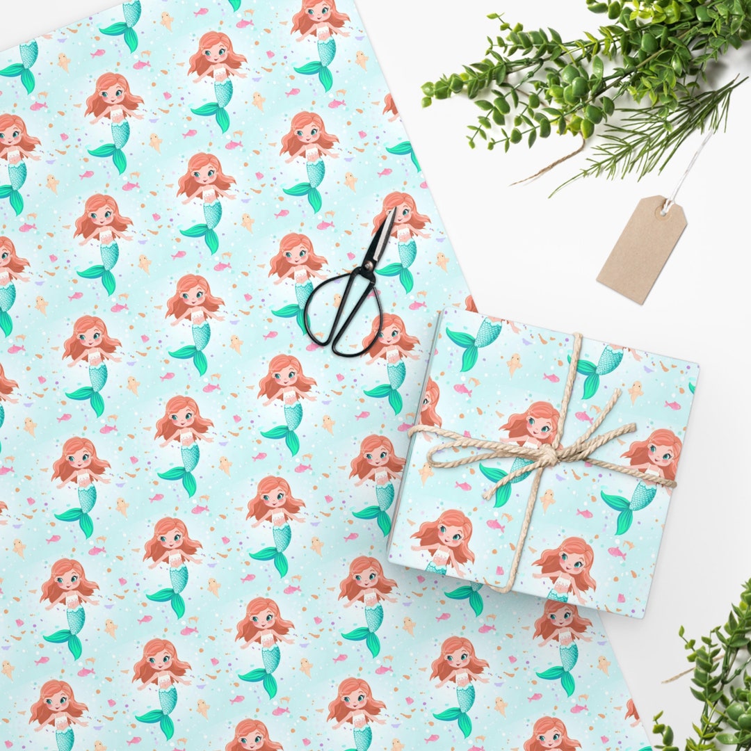 Mermaid Wrapping Paper Birthday Wrapping Paper Gift Wrap Etsy