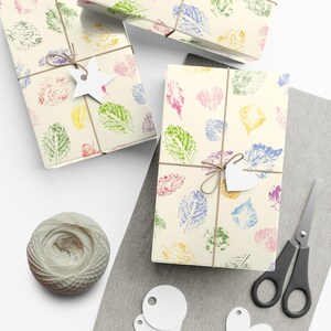 Painted Leaf Prints Wrapping Paper Birthday Gift Wrap Party