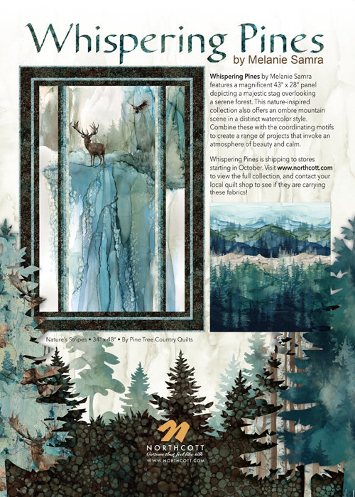 Whispering Pines COLLECTION Single Colorway Northcott Etsy