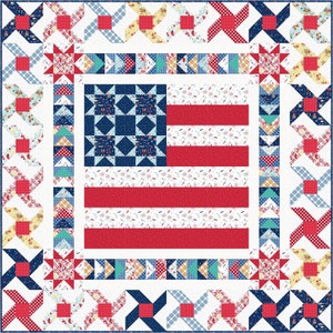 Red, White & Bloom Small Town America Quilt Kit; SHIPPING NOW!
