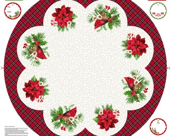 Cardinal Christmas || Tree Skirt Panel with Instructions || Northcott Fabrics || DP25477-10