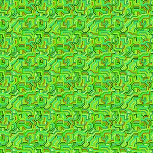 May include: Abstract seamless pattern with a circuit board design. The background is green with a variety of colored lines and shapes.