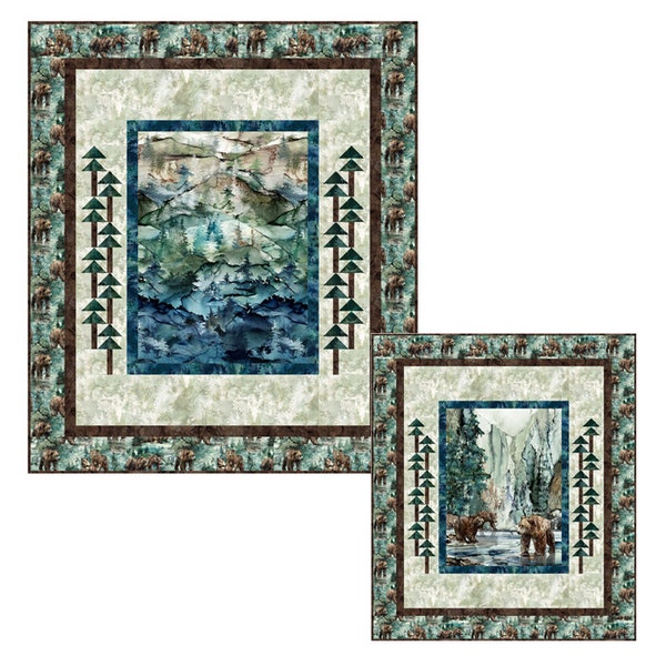 Parallel Forest Quilt Kit, Featuring Northcott's Northern Peaks Collections, Finishes 68" x 79" (CHOOSE PANEL or Running YARDAGE Variation)