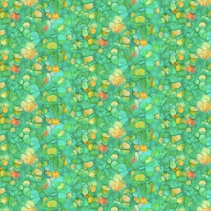May include: Abstract seamless pattern with a green, yellow, and orange color scheme. The pattern is made up of small, irregular shapes that resemble mosaic tiles.