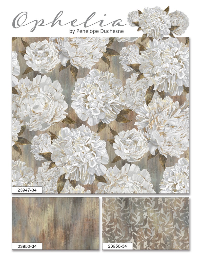 OPHELIA Overall Texture Northcott by Penelope Duchesne Ophelia Collection
