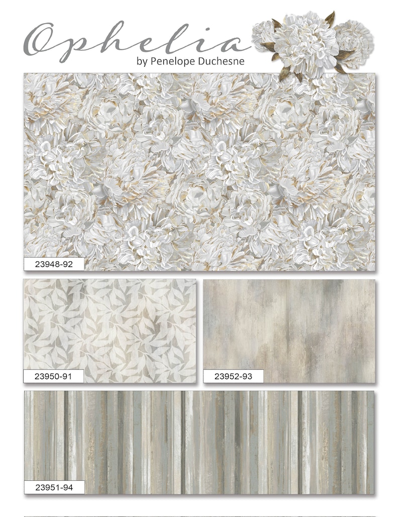 OPHELIA Overall Texture Northcott by Penelope Duchesne Ophelia Collection