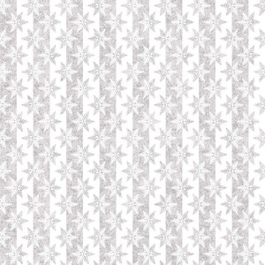May include: A white background with a repeating pattern of gray snowflakes. The snowflakes are arranged in vertical rows, creating a striped effect.