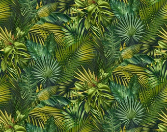 Jungle Queen || 25521-76 || Tropical Leaves || Green || Northcott