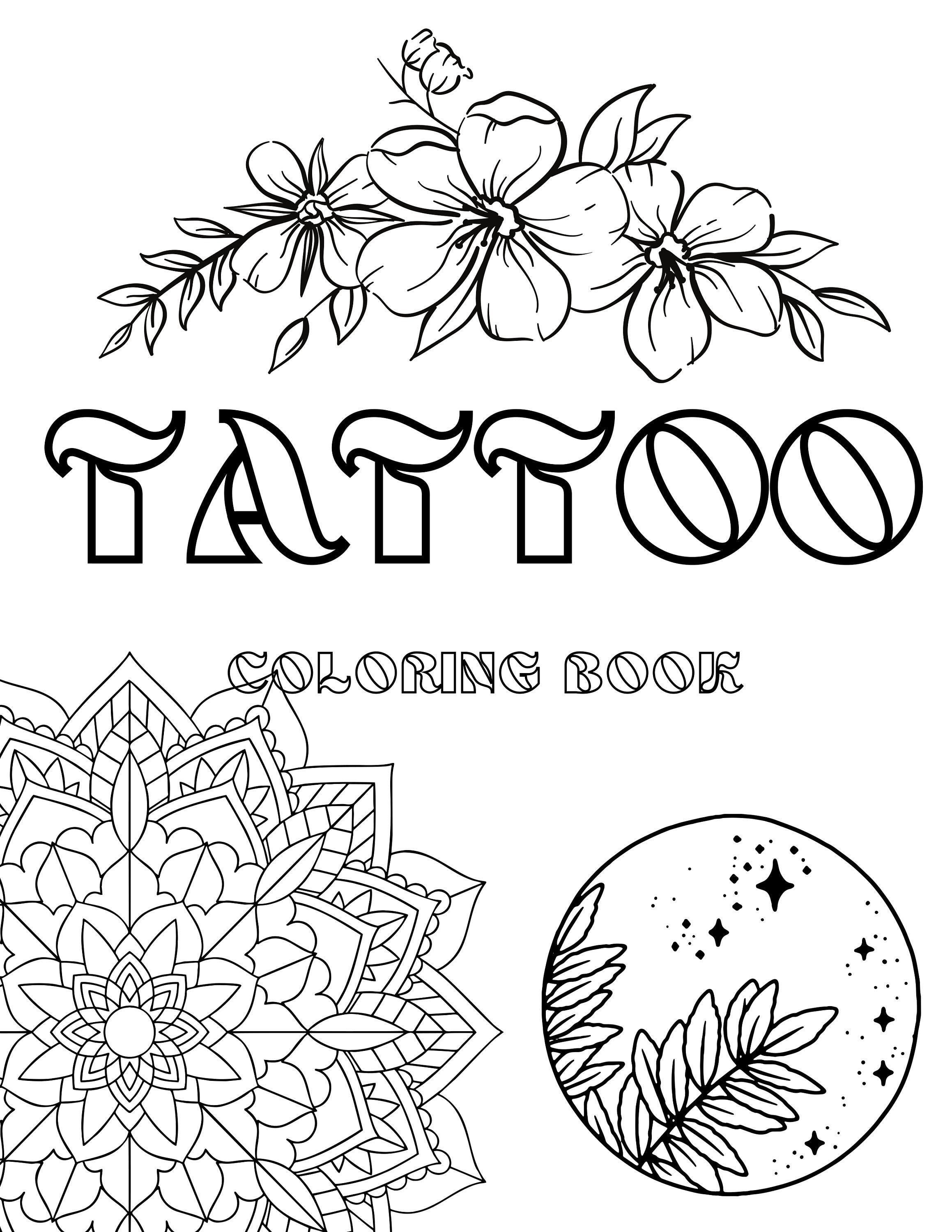 Printable Tattoo Coloring Book | Etsy