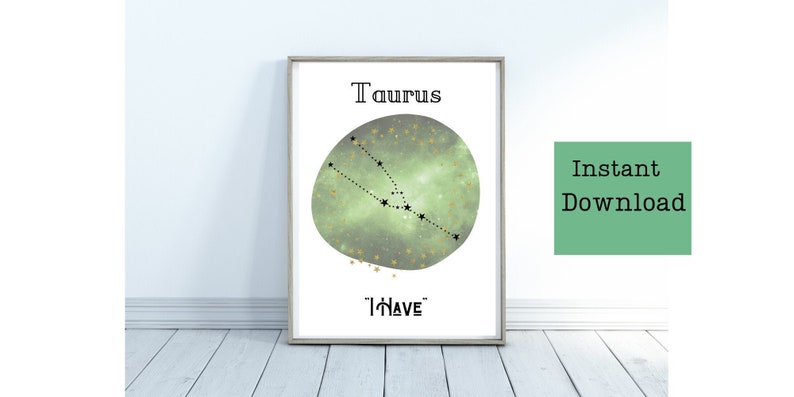Wall Art Birthday Gift Astrology Horoscope Zodiac Inspirational Saying Taurus Affirmation Printable