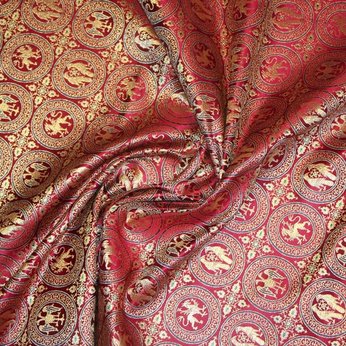 Winged Lions and Birds silk brocade - Byzantine / Sicilian / Holly Roman Empire - 1200- 1350 A.D.