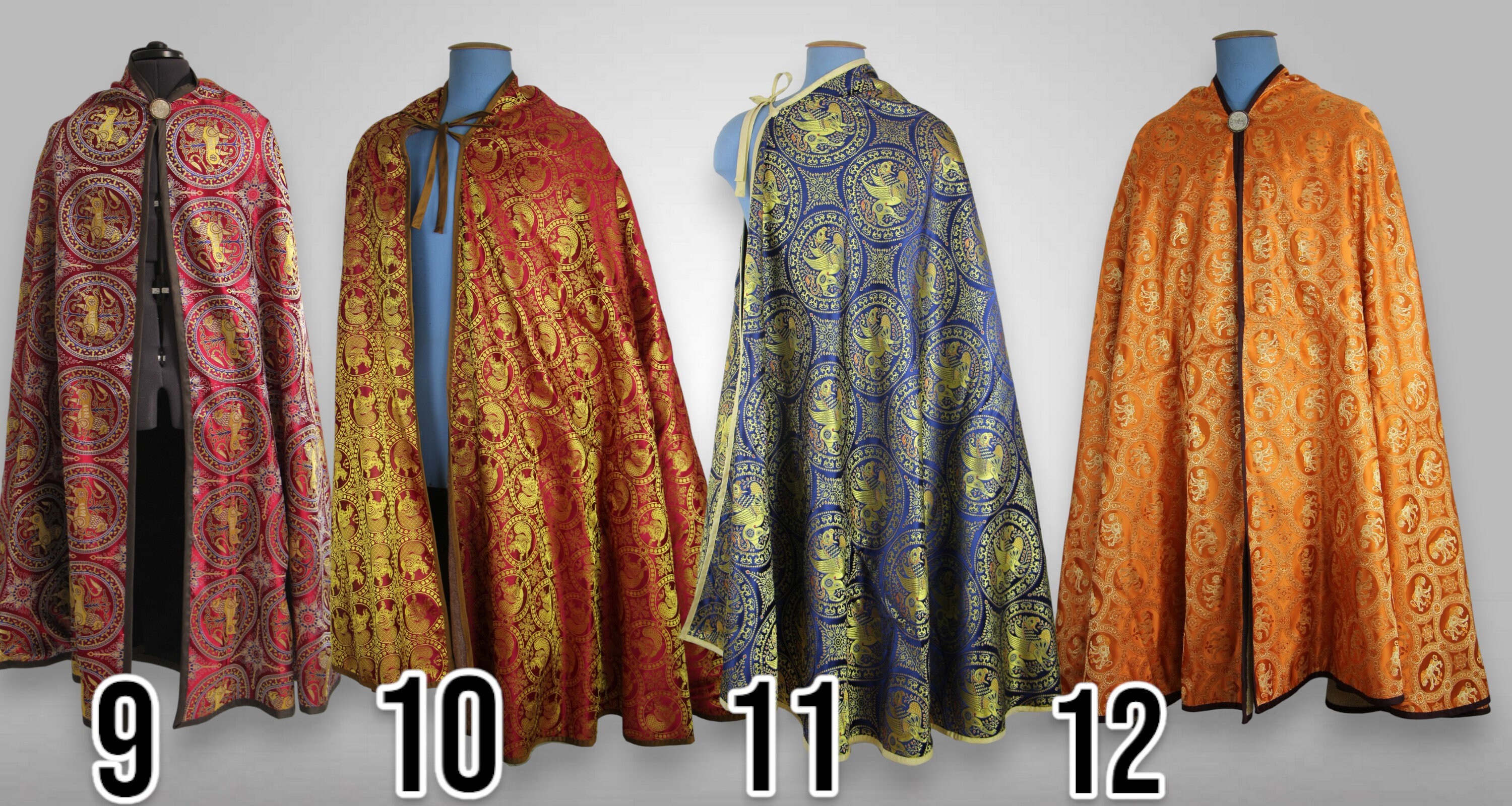Silk Brocade Viking Cape - Rus Byzantine Historical Replica With