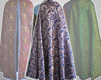 Viking Rus Byzantine Full Silk Brocade Cape (half Circle Shaped