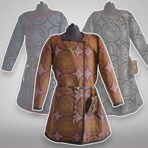 Rus - Byzantine & Nomadic battle / Padded caftan with assymetrical flap opening - WITH STAMPS - For historical fencing - Early medieval era