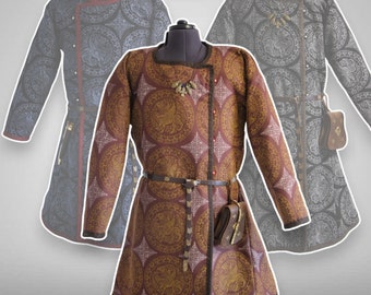 Rus - Byzantine & Nomadic battle / Padded caftan with assymetrical flap opening - WITH STAMPS - For historical fencing - Early medieval era