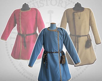 Rusland - Byzantijnse en nomadische strijd / Gewatteerde kaftan met asymmetrische klepopening - Voor historisch hekwerk - Vroegmiddeleeuws