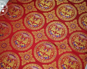 Bahram Gur silk brocade - Byzantine/ Viking / Carolingian / Ottonian / Rus - 800 - 1100 A.D. RED VERSION