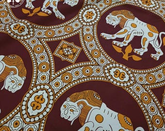 Early medieval brocade silk imitation / printed fabric - Carolingian Byzantine Viking DIY SCA LARP reenactment