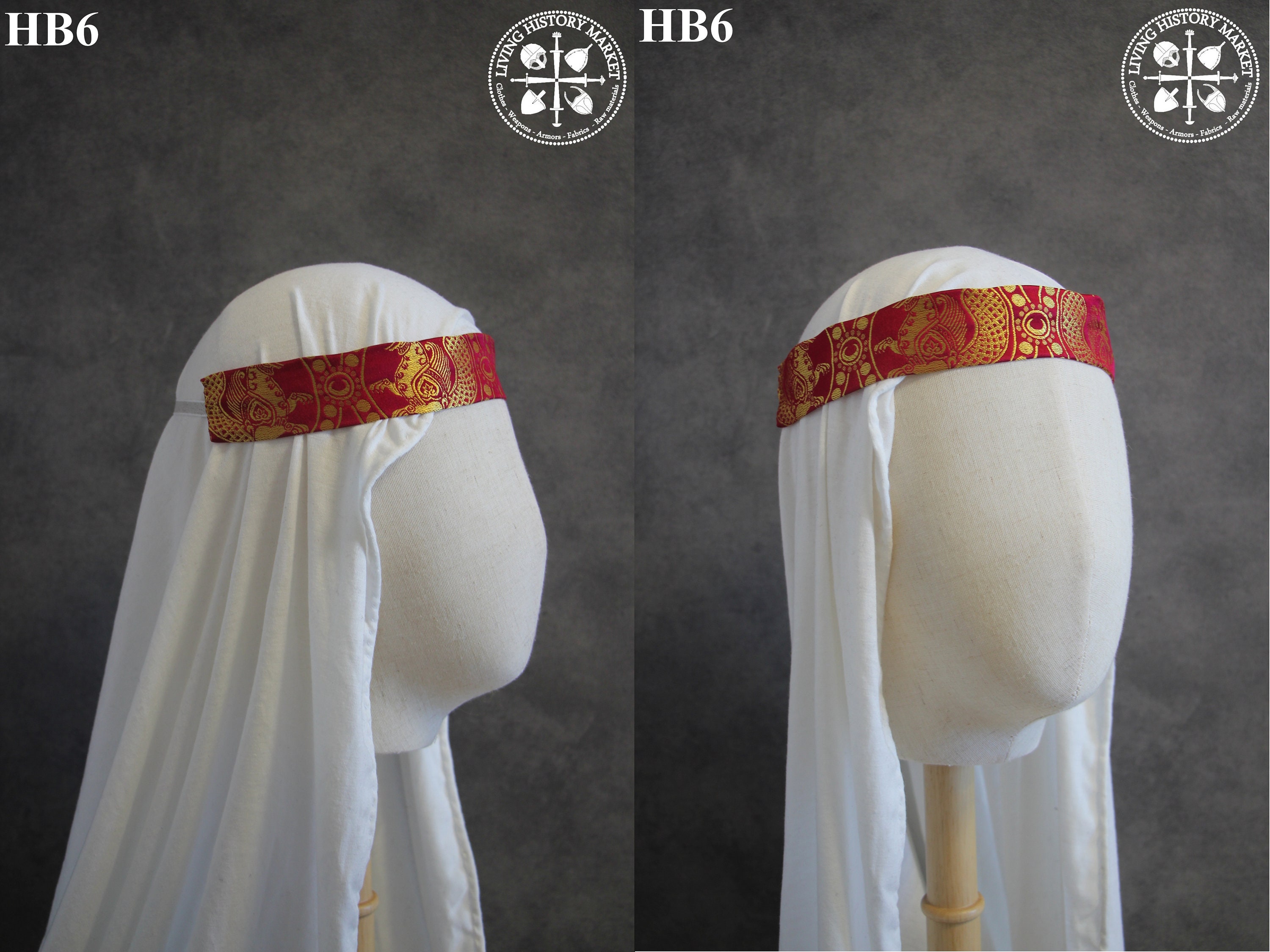 Silk veil “Water Flowers” medieval head and hair covering for sale.  Available in: white natural silk :: by medieval store ArmStreet