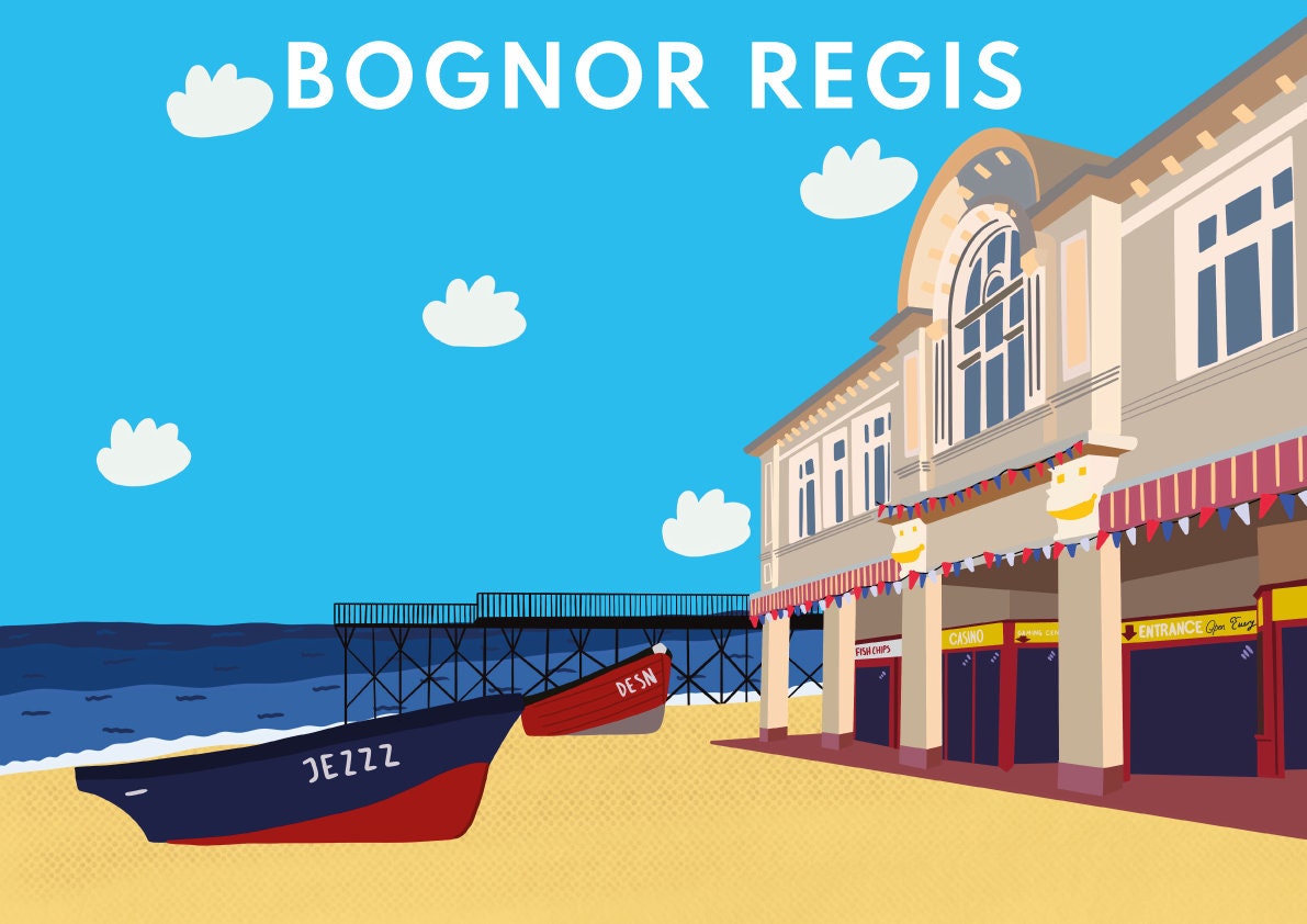 Bognor Regis, Pier, Beach and Arcade Digital Print Etsy UK