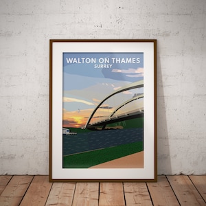 Walton On Thames, Surrey - Sunset View, Graphic Print / Art