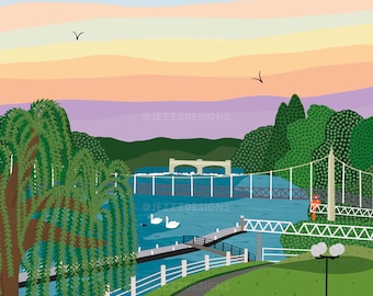Teddington, Rio Tâmisa - Impressão artística digital