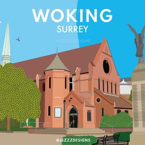 Woking, Surrey - Digital Art Print