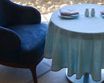 Linen round tablecloth 60 inch in various colors.  Circle tablecloth of stonewashed linen in various size.