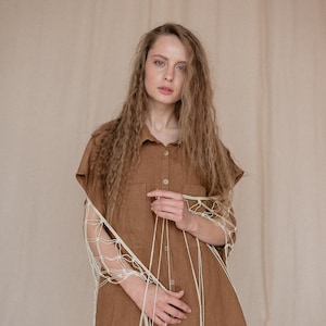 Designer linen suit set. Linen pants and short sleeve shirt. Linen button shirt. Sustainable women linen suit.