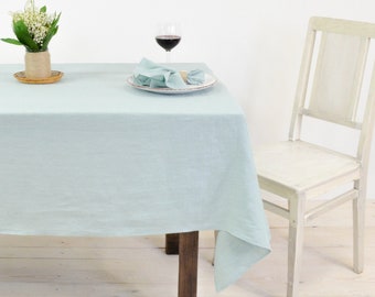 Linen tablecloth turquoise-mint. Organic tablecloth in various colors and size. Rectangle, square and round tablecloths.