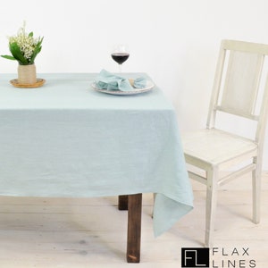 Linen tablecloth turquoise-mint. Organic tablecloth in various colors and size. Rectangle, square and round tablecloths. image 1