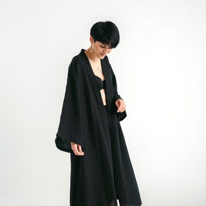 Gothic style clothing. Long black kimono.