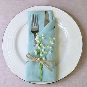 Linen napkins 20/50/100/200pcs in various colors and size. Dinner and wedding cloth napkins of stonewashed linen. image 9