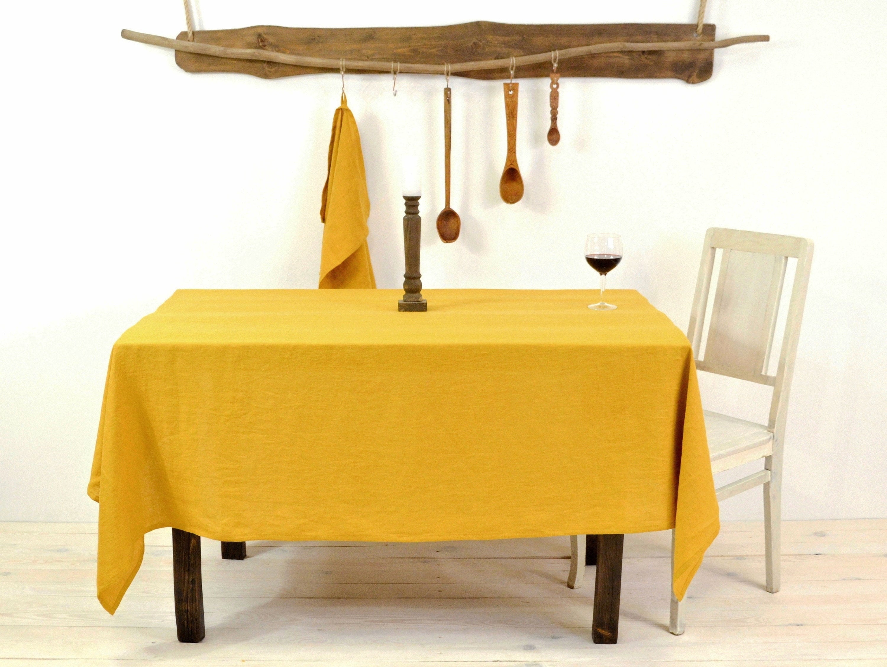 Linen Tablecloth Mustard Yellow. Rectangle Square and Round Etsy
