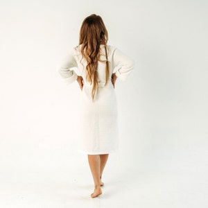 Waffle linen robe for women. Plus size wrap bath robe. Long robes with a pockets in various colors. image 6