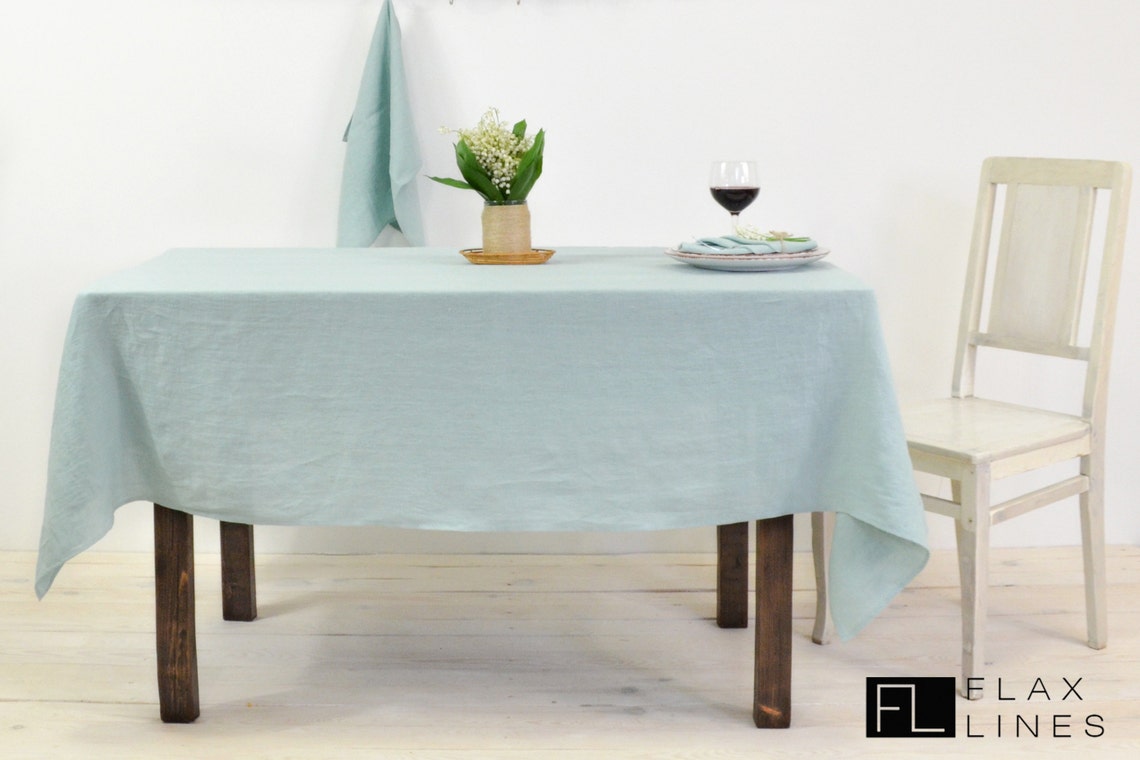 Linen tablecloth turquoisemint. Table cloth in various Etsy