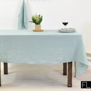 Linen tablecloth turquoise-mint. Organic tablecloth in various colors and size. Rectangle, square and round tablecloths. image 4