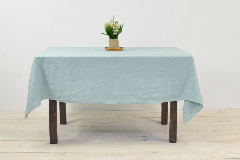 Linen tablecloth turquoise-mint. Organic tablecloth in various colors and size. Rectangle, square and round tablecloths. image 2