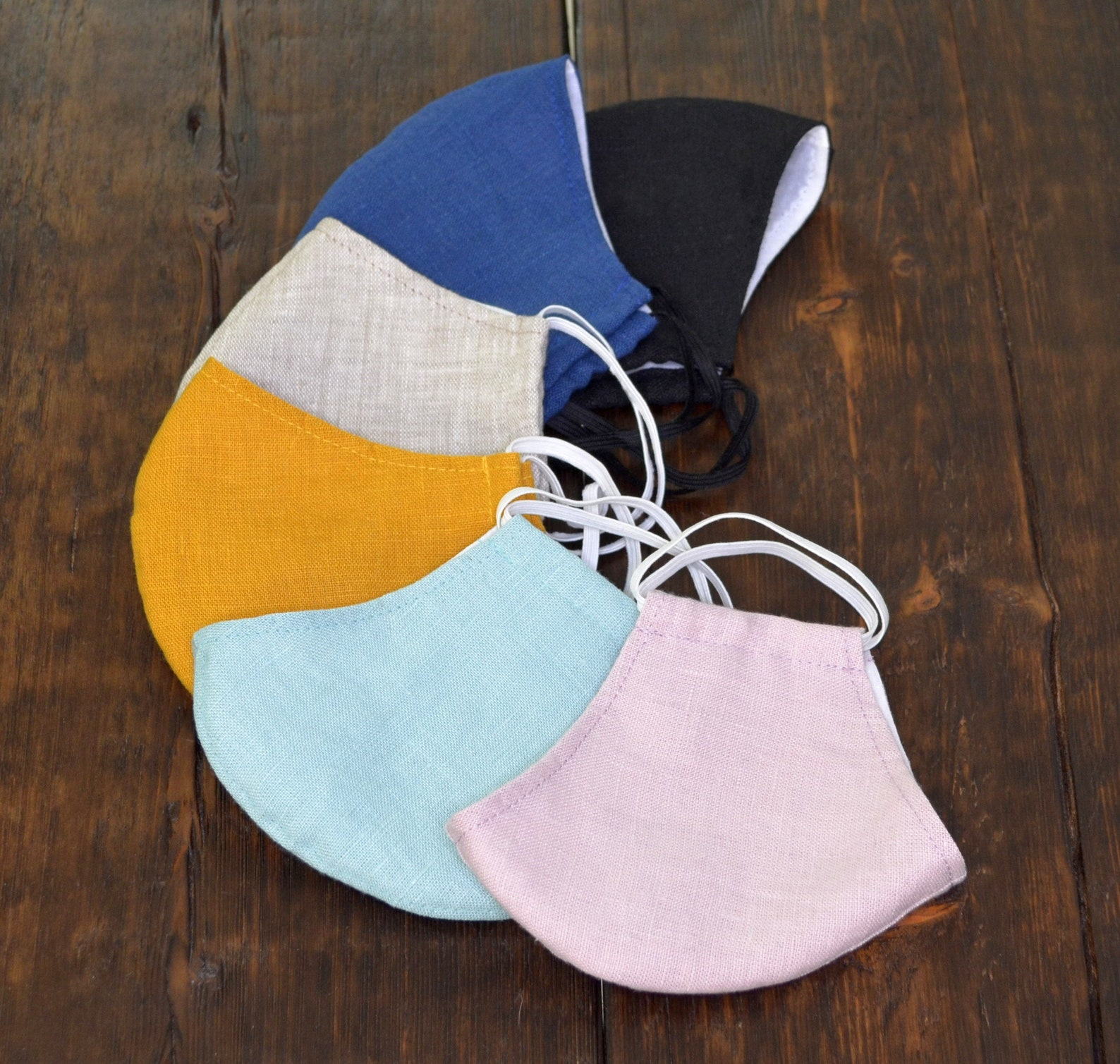 Linen Face Mask With Filter Pocket. 3 Layers Face Mask. Etsy