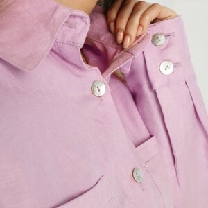 Linen women's shirt. Linen shirt with long sleeves, buttons and pocket. Casual sustainable linen shirt. image 5